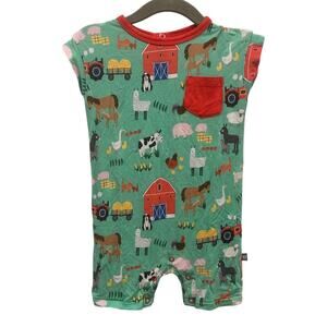 Macaron + Me Farm Short Sleeve Romper Size 18-24m